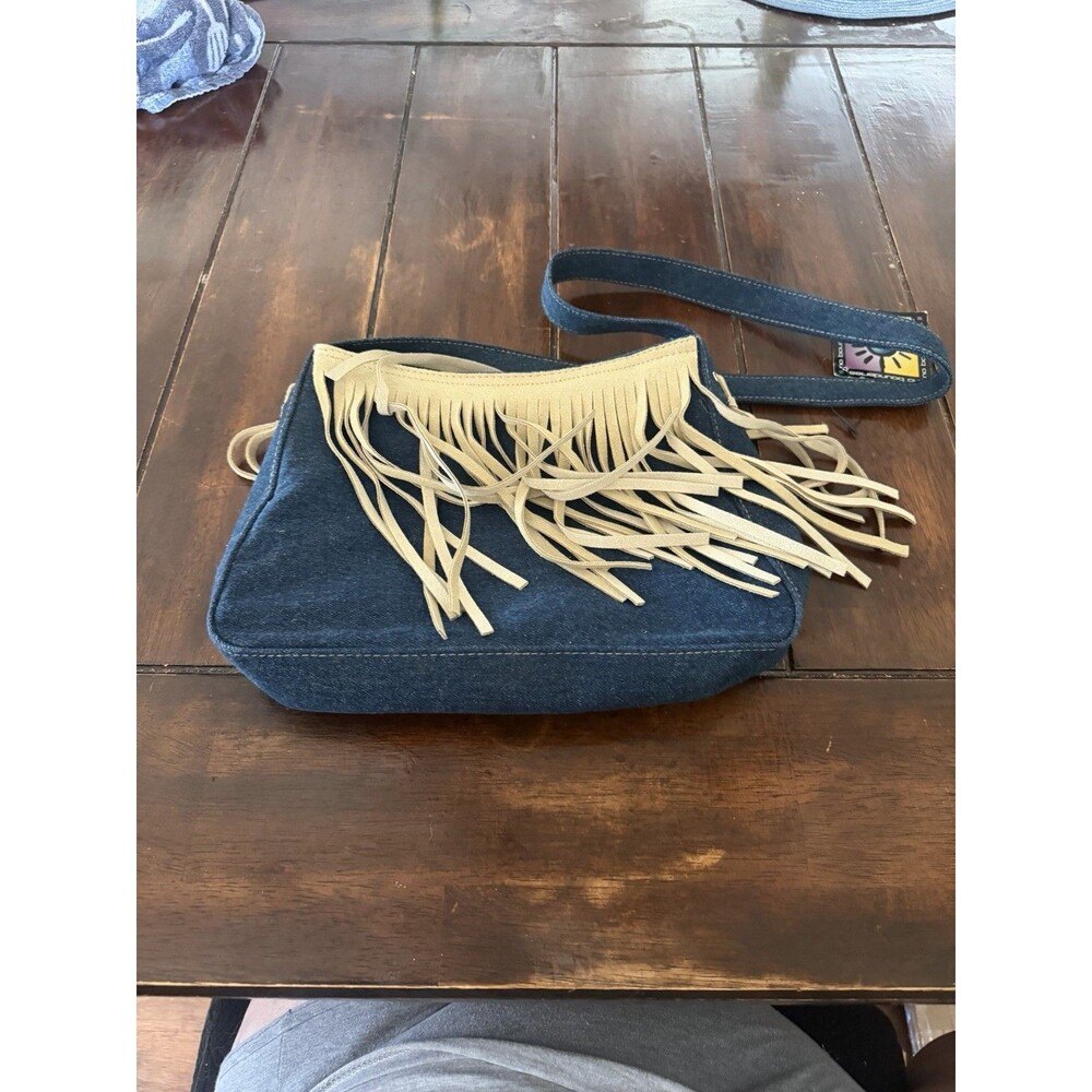 Y2K vintage denim and suede fringe purse nwt deadstock